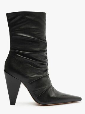 Schutz Lynn Nappa Leather Slouched Bootie Black US Size 9.5